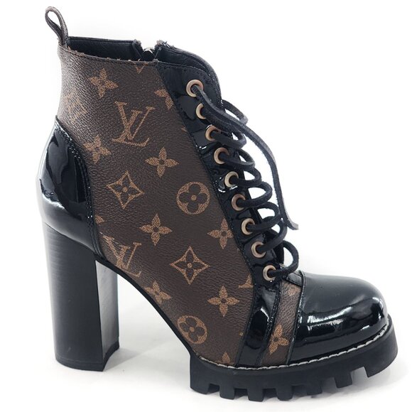 Monogram Lace up Boots Black x Brown - Picture 4 of 12